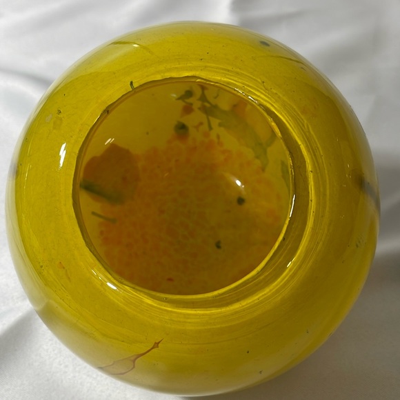 Handmade Blown Glass Bowl Vase Yellow Multi Big - Picture 6 of 8